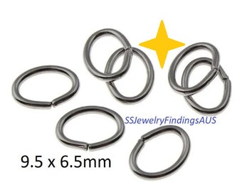 50 Stück 9,5 x 6,5 mm Edelstahl Oval Bindering hypoallergen anlaufgeschützt