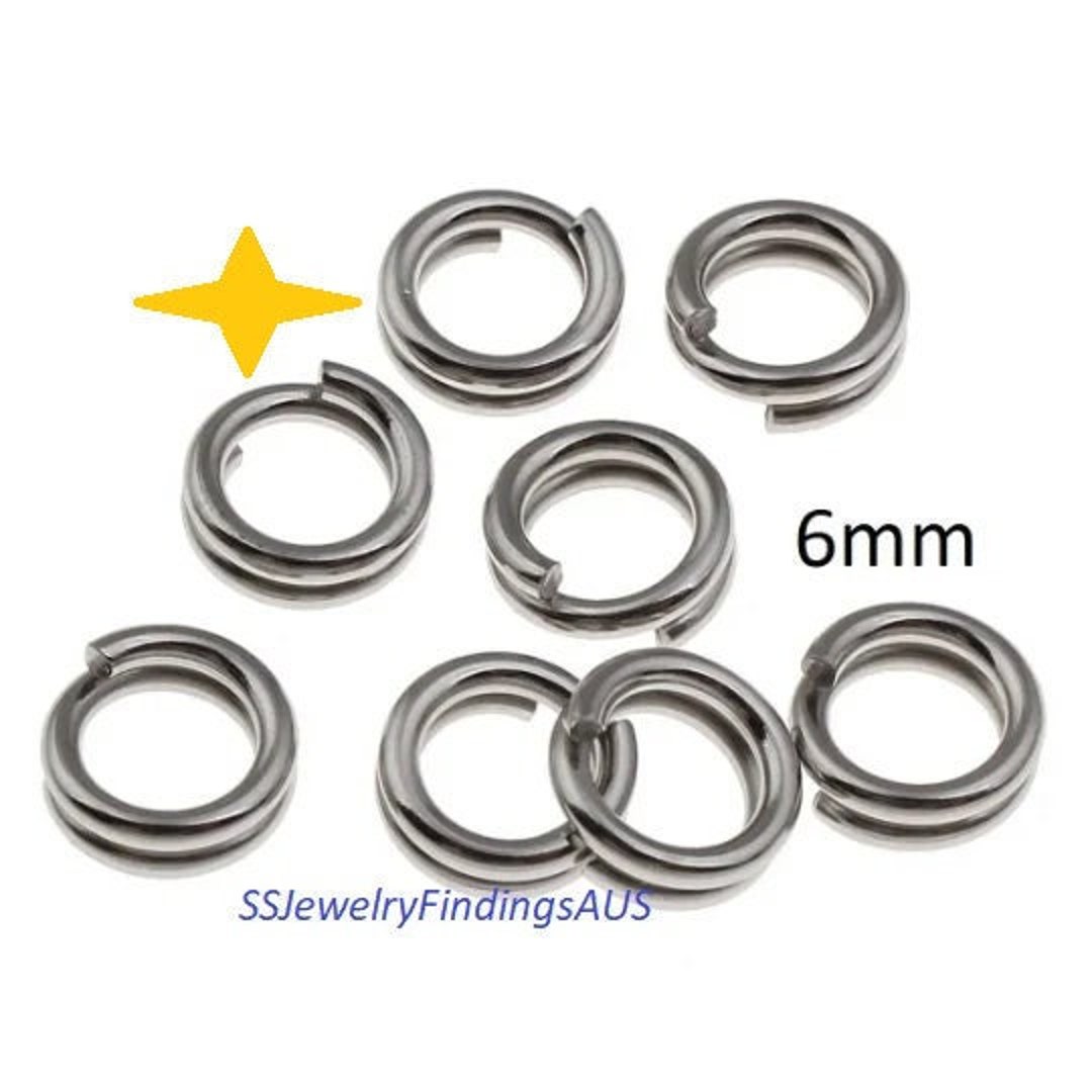 100 X 6mm Stainless Steel Split Rings Hypoallergenic Tarnish Resistant