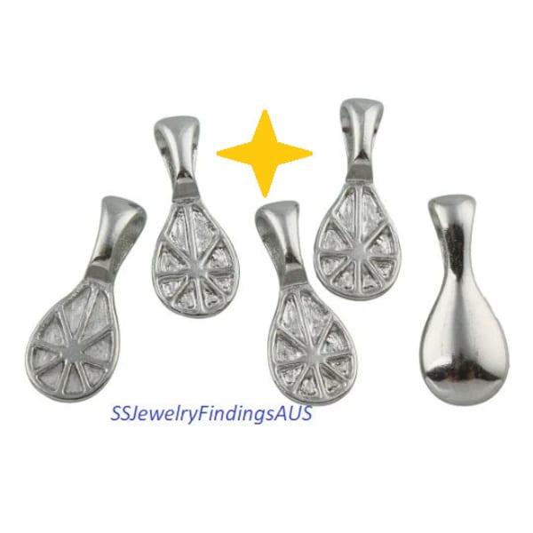 3 Pieces Stainless Steel glue on Bail Oval Large Hole Hypoallergenic Tarnish Resistant