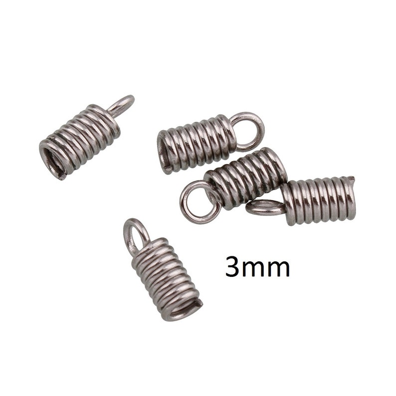 40 Pieces 3mm Stainless Steel Spring Crimp Coil Cord Ends Etsy