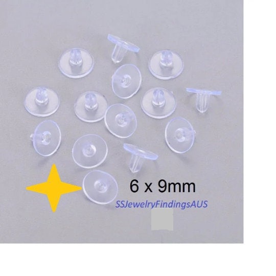 Invisible Clear Plastic Stud Earrings. Transparent in Colour for Work or School. Acrylic Material Post Silicone Back. Tiny Clear Nylon Stud