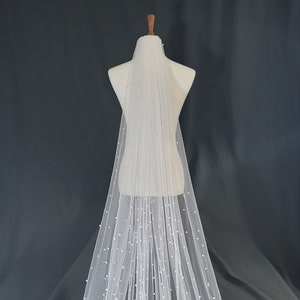 CLEARANCE - One Tier Pearl Veil | White, Light Ivory, Ivory | Bridal Veil | Wedding Veil