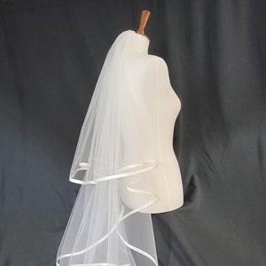 Two Tier Infinity Veil with Satin Bias Trim
