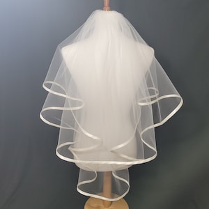 Gathered Circle Veil with Satin Bias Trim