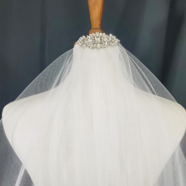 rhinestone veil headpiece