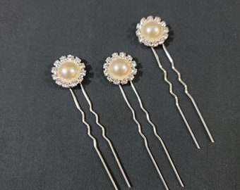 Set of 3 Rhinestone Pearl Bridal Hairpins | Special Occasion | Prom | Bridesmaid | Mother of the Bride or Groom | Hair Jewelry | RTS