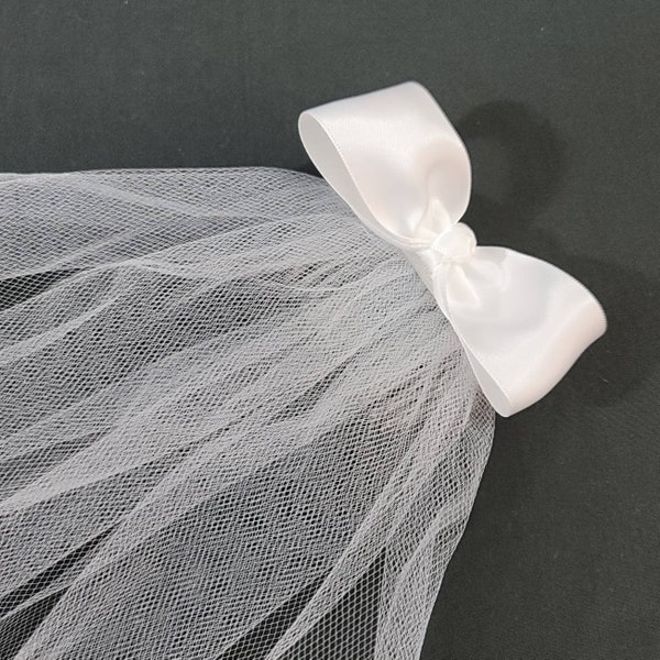 Simple One-tier Communion Veil | Confirmation Veil | First Communion Veil | Bow Veil | Cross Veil | White or Ivory