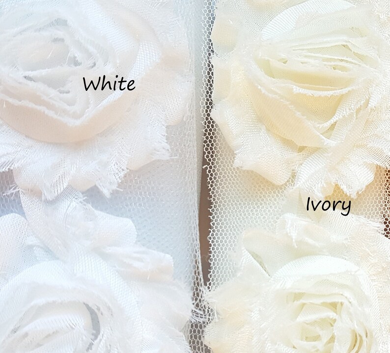 Many Colors Flower Girl Bridesmaid Bridal Wedding Maternity Sash Belt Ivory, Champagne, White Tulle and chiffon flowers image 2