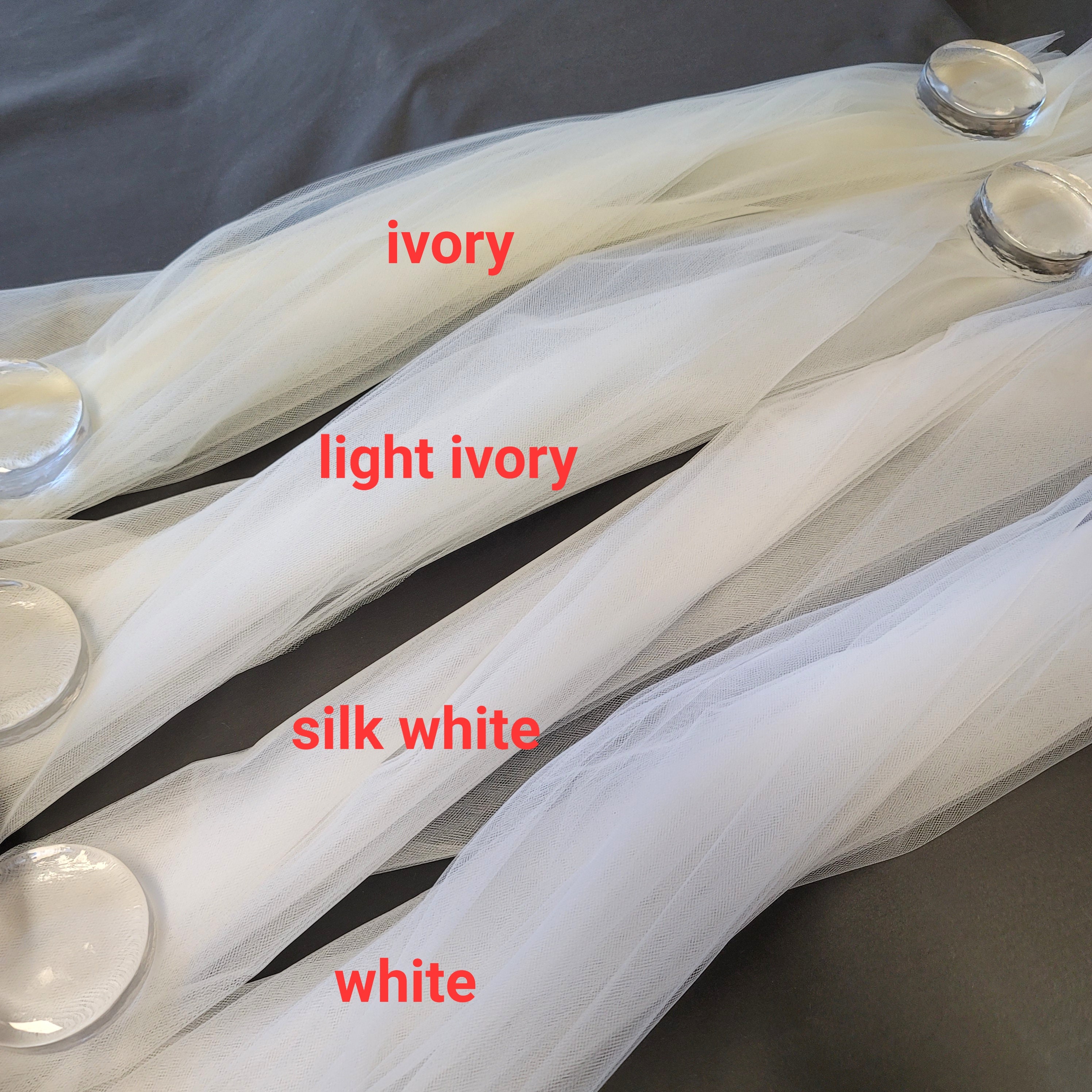 72 in/Medium Volume One Tier Cascade Satin Cord Veil in Ivory Cascade Veil with Satin Ribbon – One Layer Minimalist Bridal  main image 4