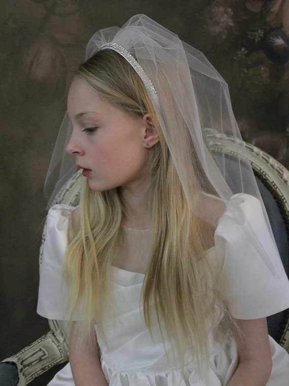 Rhinestone and Satin Headband Veil | Rhinestone Headband  display picture 1
