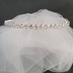 First Communion Veil Rhinestone Wreath Crown Headpiece