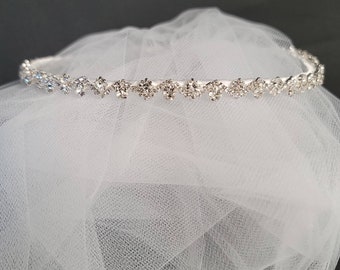 First Communion Veil Rhinestone Wreath Halo Crown Headpiece