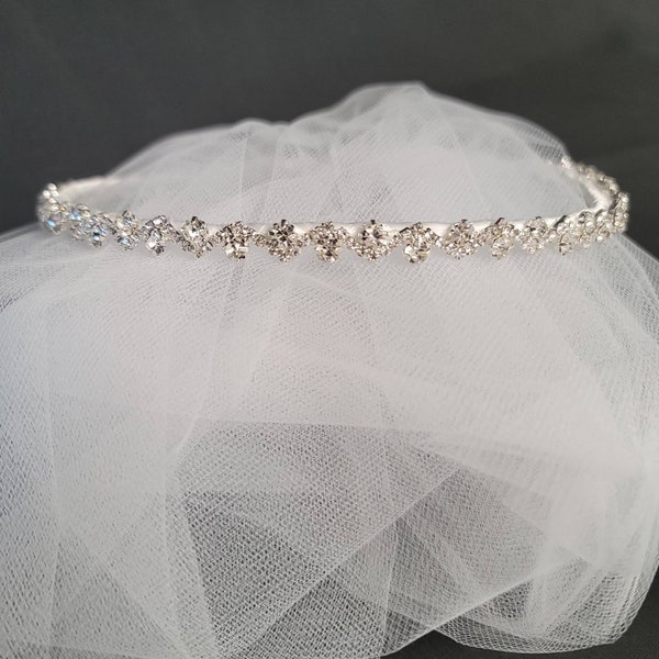 First Communion Veil Rhinestone Wreath Crown Headpiece