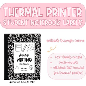 Thermal Printer Teacher Template: Writer's Notebook Stickers (4x6, Editable Canva Template)