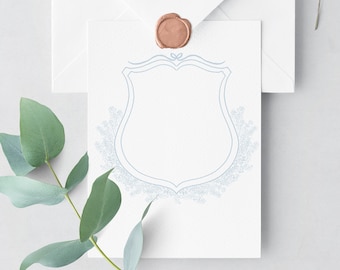 Crista de casamento floral - monograma de casamento em aquarela, pré-fabricado para download instantâneo, desenhado à mão, design de logotipo de crista de casamento pré-projetado