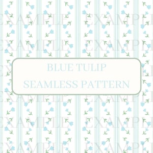 Blaue Blumen Tulip Adretter nahtlose Muster, 90er Jahre Cottage-Stil, grand millennial, Vintage Blumenmuster, vintage Tapete