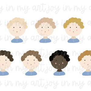 Boy Watercolor Clip Art, Children Bundle Digital Clip Art, PNG Transparent illustration, 7 PNGs included, personal use only