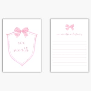 Monthly Milestone Cards, Coquette Bows, Grand Millennial Milestone Cards, Blank milestone cards, Newborn Milestone Cards