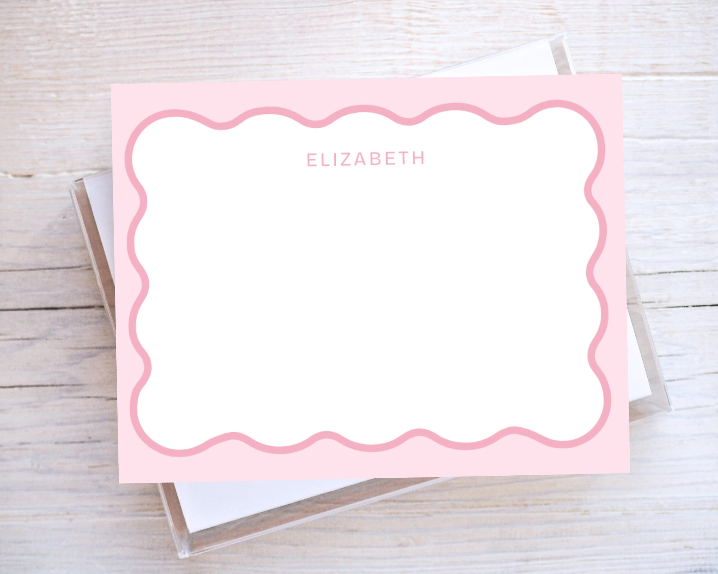 Personalized Scallop Notecard Set, Notecard for girls, preppy stationery, kid stationery, baby thank you note, grand millennial cards