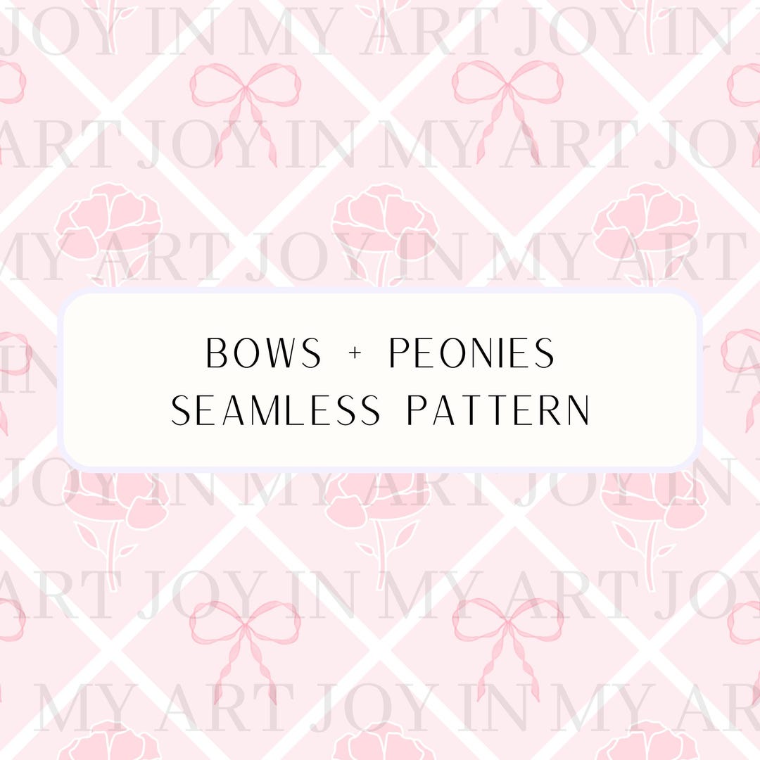 Bows + Peonies Seamless Pattern, 90's Cottage Style, Grand Millennial ...