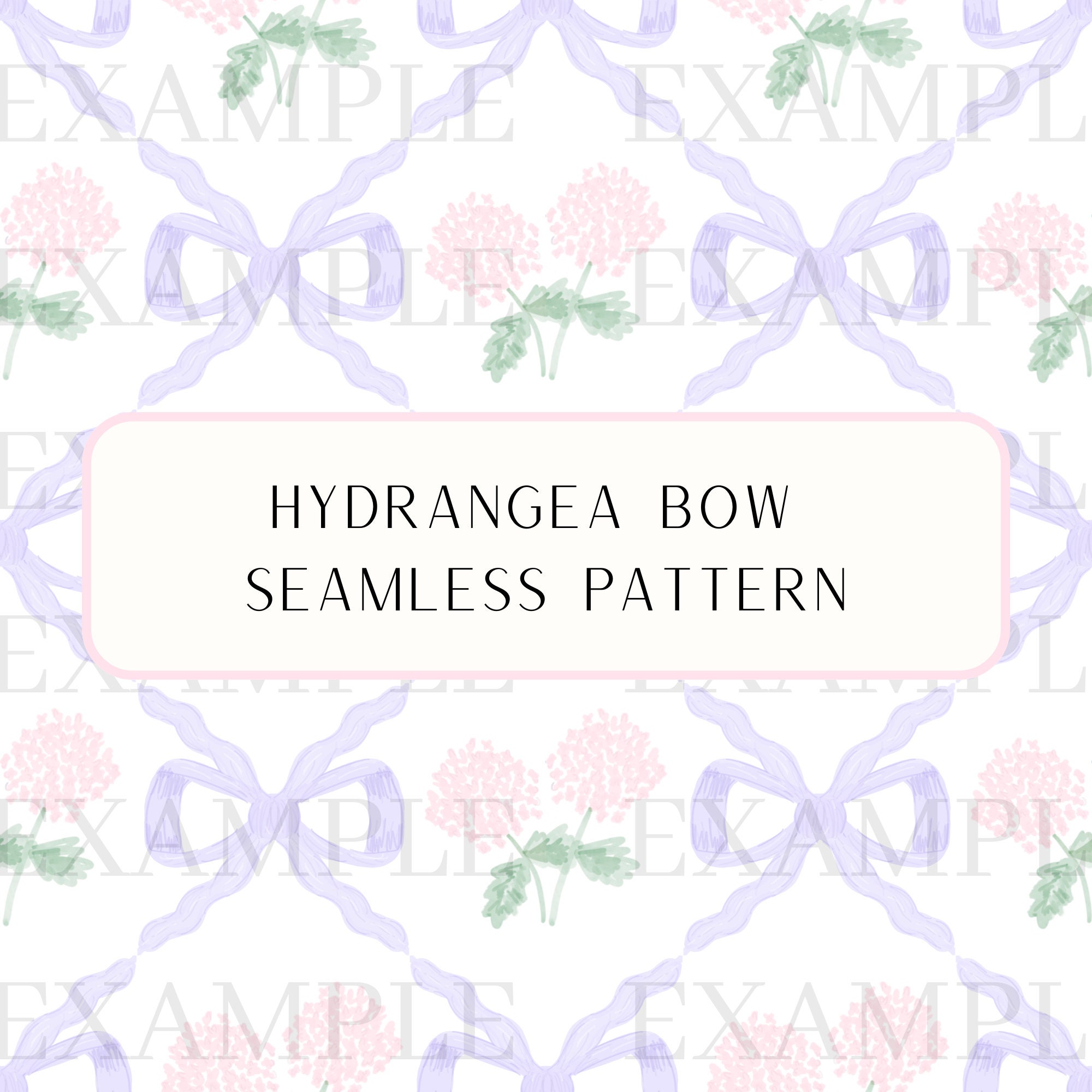 Purple Baby Bows and Hydrangeas Seamless Pattern, 90's