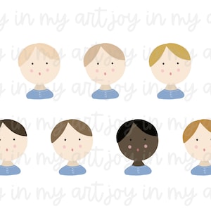 Boy Watercolor Clip Art, Children Bundle Digital Clip Art, PNG Transparent illustration, 7 PNGs included, personal use only