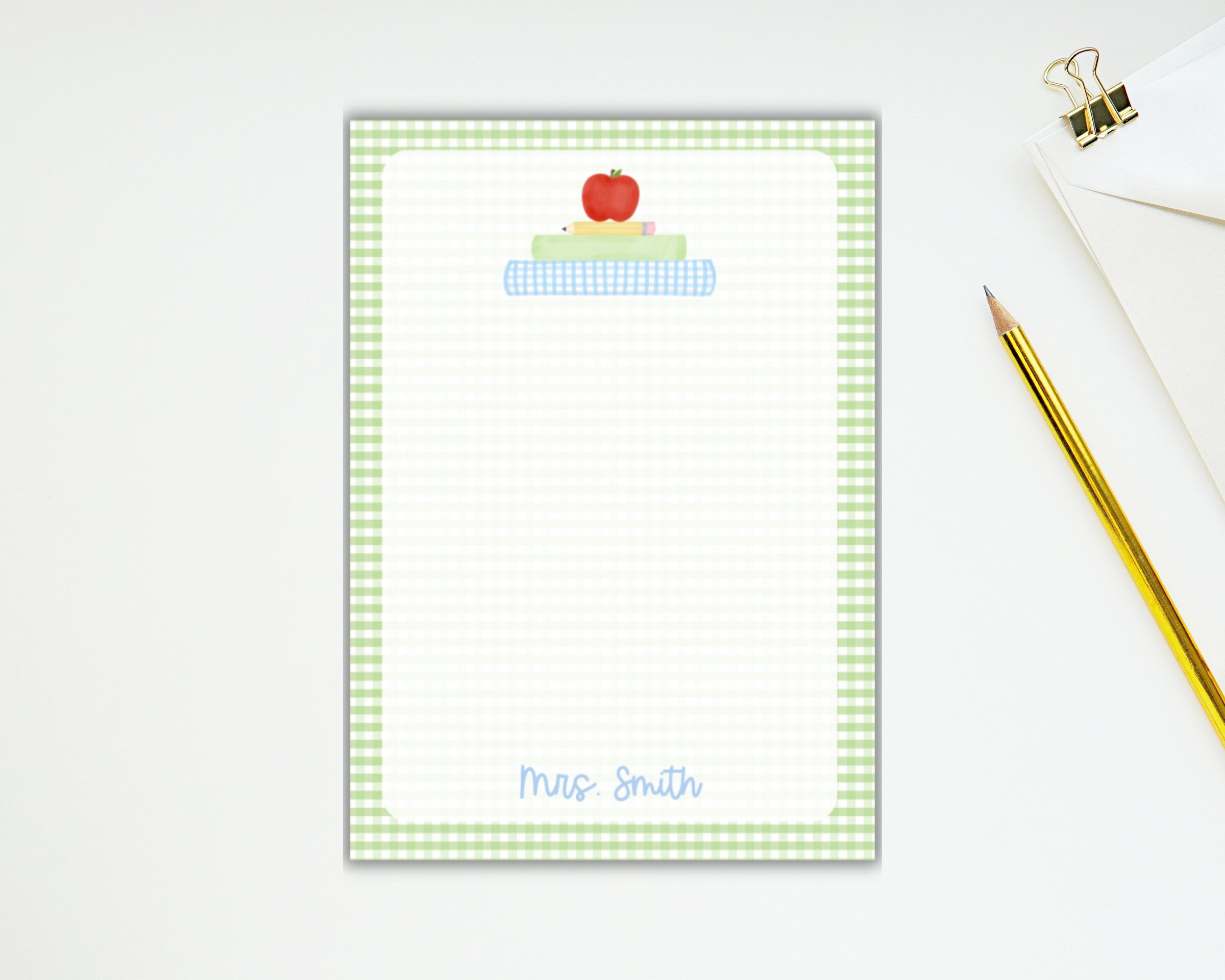 Personalized Teacher Notepad, 5x7 School Pink Books Notepad, Teacher ...