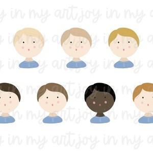 Boy Watercolor Clip Art, Children Bundle Digital Clip Art, PNG Transparent illustration, 7 PNGs included, personal use only