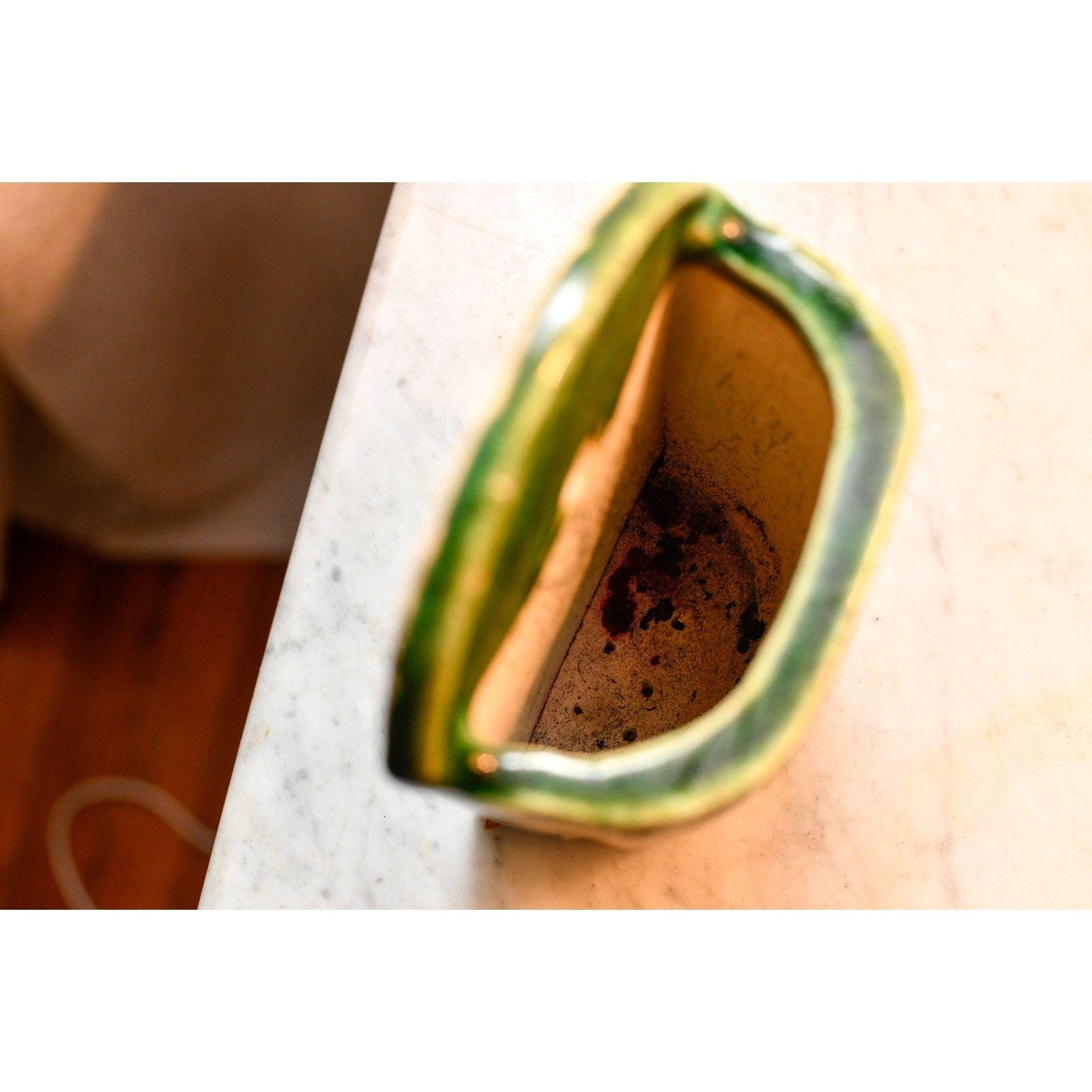 Shiwan Stoneware Green Ceramic Chopstick Holder Wall Pocket