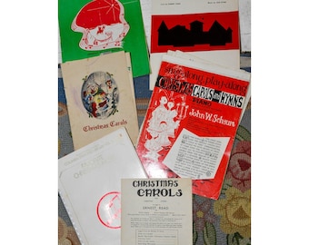 Lot 6 Vintage Christmas Sheet Music Piano Carol Songbooks 1940s-1970s Holiday Songs