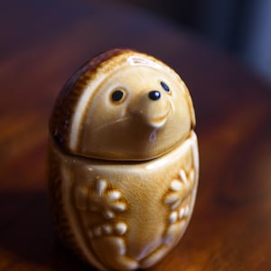 Vintage English Pottery Hedgehog Conserve Jam Honey Pot Animal Ceramic Figurine