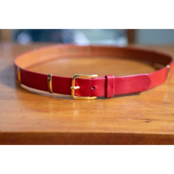 Vintage Morris Moscowitz Red Leather Belt: Gold Accent  display picture 3
