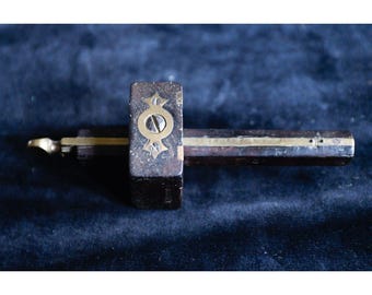 Antique Rosewood Mortise Gauge, Ebony and Brass Carpentry Tool