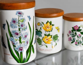 Set of 3 Portmeirion Botanic Garden Kitchen Storage Canisters Vintage