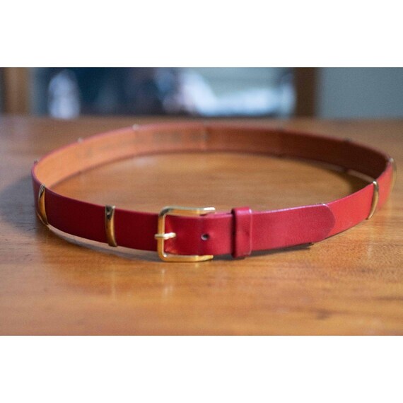 Vintage Morris Moscowitz Red Leather Belt: Gold Accent  display picture 1