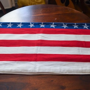 Crate & Barrel American Flag Table Runner: Cotton July 4th Decor