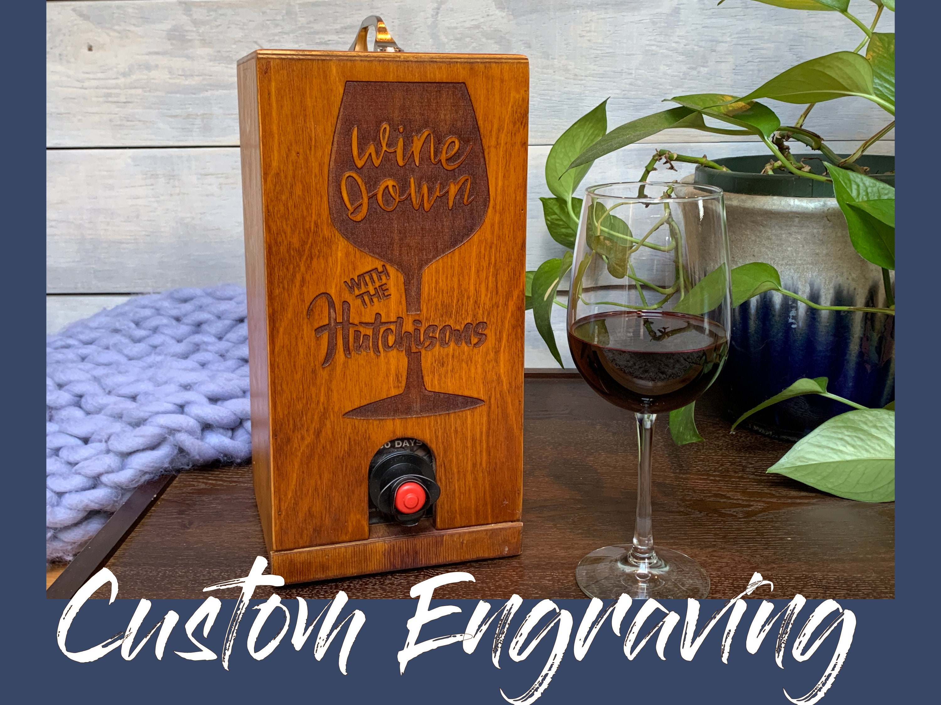 Personalized Box Wine Cover and Dispenser with Custom Laser Etsy