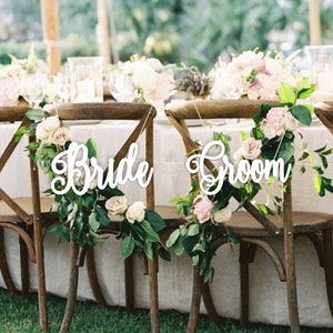 Bride Groom Chair Signs Wedding Chair Signs  Laser Cut Wooden Rustic Wedding Favors, Bride and Groom