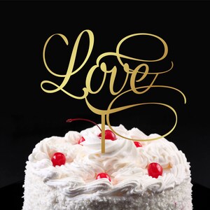 Cake Topper Love- Gold wedding  cake topper Love - Please Send your phone number in the &quot;NOTE to the seller&quot;