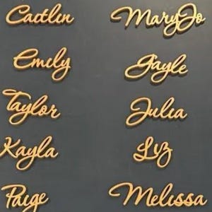 Marque-places personnalisés en bois , plaques nominatives pour mariage , noms en bois doré , marque-places , set de table , marque-places pour mariage