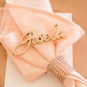 Marque-places personnalisés en bois , plaques nominatives pour mariage , noms en bois doré , marque-places , set de table , marque-places pour mariage