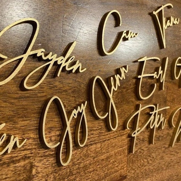 Personalized Wooden Place Cards , Name Plates For Wedding  , gold wood names , Place Cards , Place Setting , Custwedding place cards