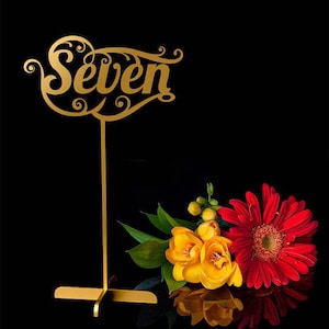 Table Numbers.Wedding signs.Gold table numbers.Table decoration.Numbers with base Please Send your phone number in the NOTE to the seller image 1