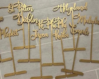 Wedding Table Names Personalised Signs Table Numbers Laser Cut Centerpiece Decorations Stands Cities Cards Tags Holders Decor
