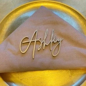 Personalized Wooden Place Cards , Name Plates For Wedding  , gold wood names , Place Cards , Place Setting , Custwedding place cards