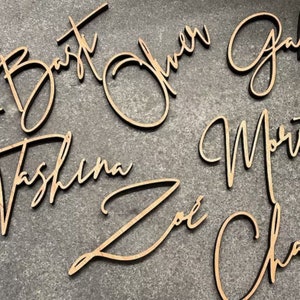 Personalized Wooden Place Cards , Name Plates For Wedding  , gold wood names , Place Cards , Place Setting , Custwedding place cards