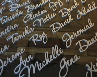 Laser cut name sign, Wooden name sign, Family name sign, Wedding place card, Laser cut wooden Names, Wedding table cards, Wedding name cards