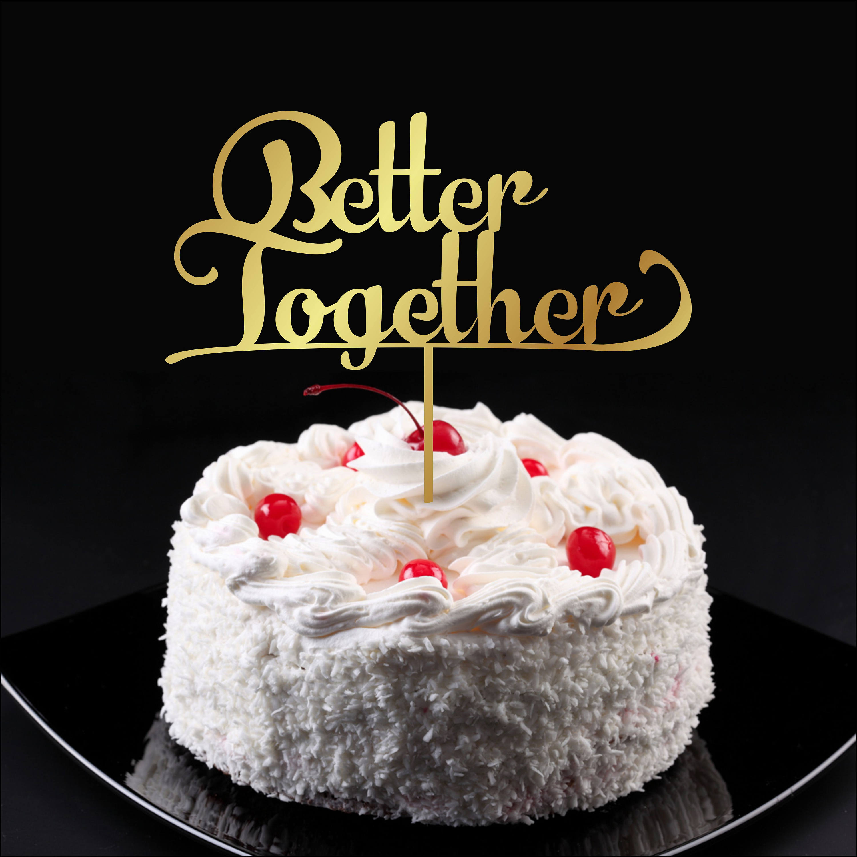 Cake Topper Better Together - Wedding Cake Topper - Gold Wood Cake ...