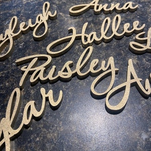 Place names,Wedding place names,Lazer Cut names,Gold Place names,Wedding Decor,Place Cards Wooden Place Names image 6