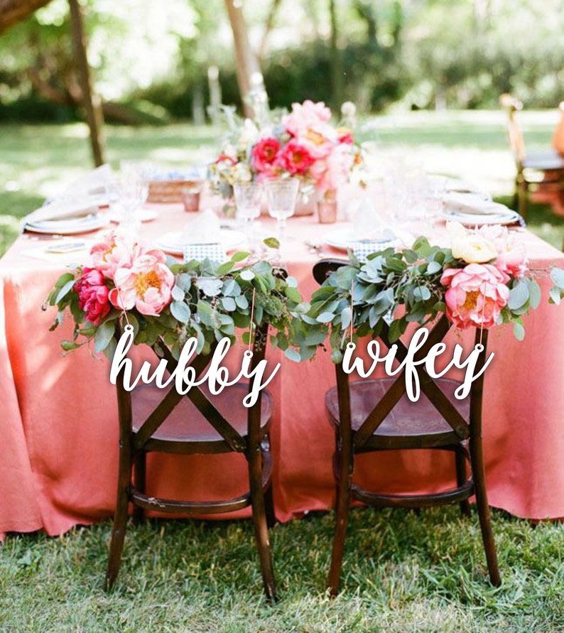 Hubby Wifey Laser Cut Chair Signs Wedding Chair Signs Wedding Decor Please Send Your Phone Number In The Note To The Seller
